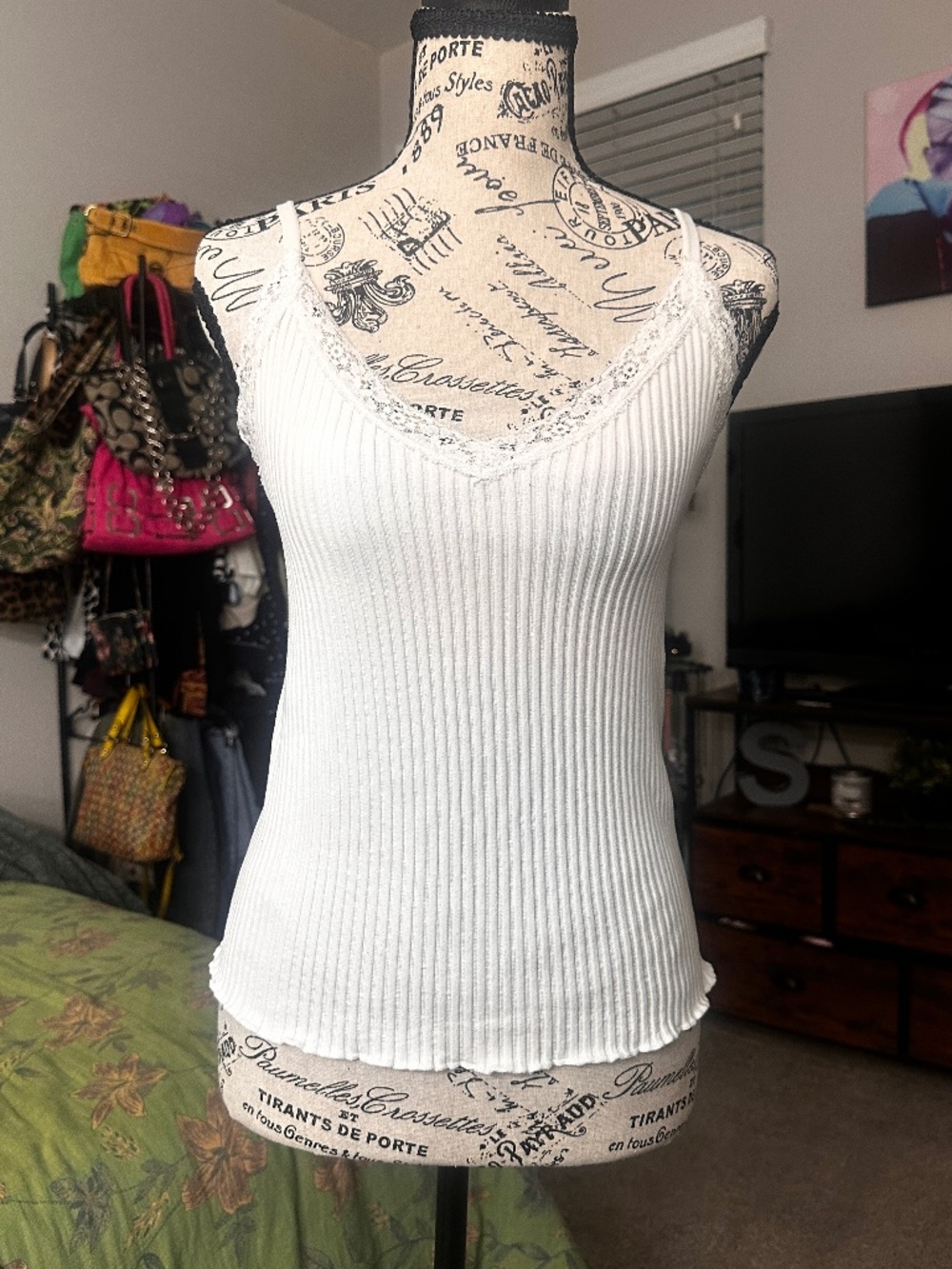 Basic white tank with lace trim